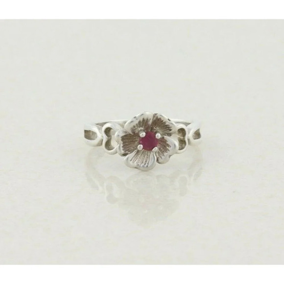 Sterling Silver Pink Topaz Flower Ring size 6 - Picture 5 of 8